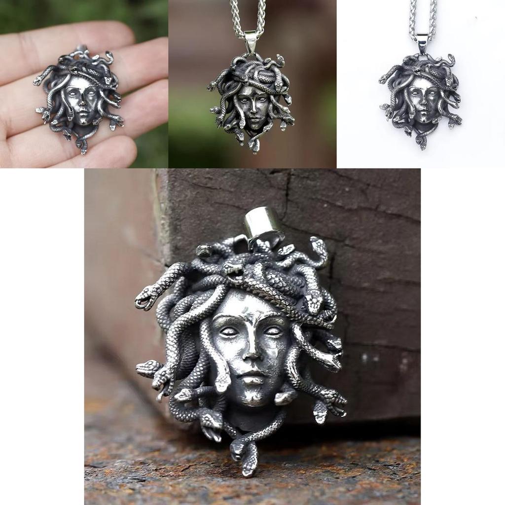 Medusa Mythologie Halskette mit Schlangenanhänger aus Zinklegierung für Gothic-Mode-Enthusiasten