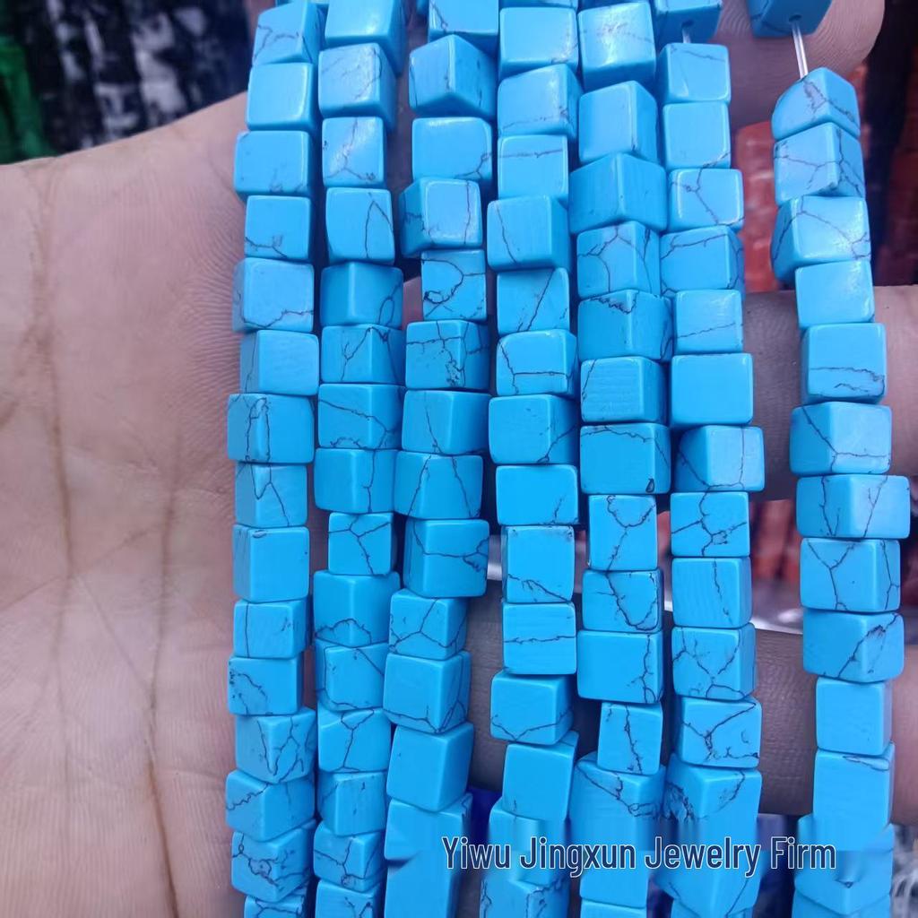 6x6mm Quadratische Rosenquarz-Achat-Perlenkette - Naturstein DIY-Zubehör