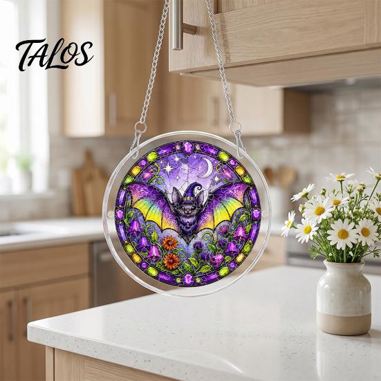 Talos Halloween Acrylic Puzzle Suncatcher, 7.87 Inch Sun Catcher Window Hanging Ornament, Ideal for Gifting and Home Decor