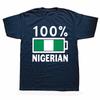 Lustiges Nigeria Flagge 100 Nigerianische Batteriestrom T-Shirts Herren Baumwolle Lustiger Humor Streetwear T-Shirt Kurzarm Unisex Kleidung