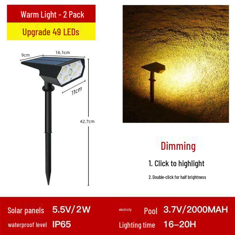 Waterproof Solar Spotlight for Garden Landscape - Super Bright Outdoor Lawn and Tree Light with Ground Plug