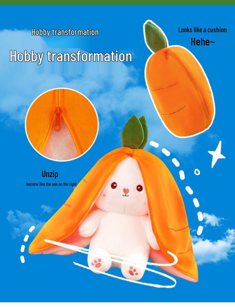 Strawberry Rabbit Plush Toy - Carrot Rabbit Cushion Doll, Perfect Children's Day Gift for Girlfriend