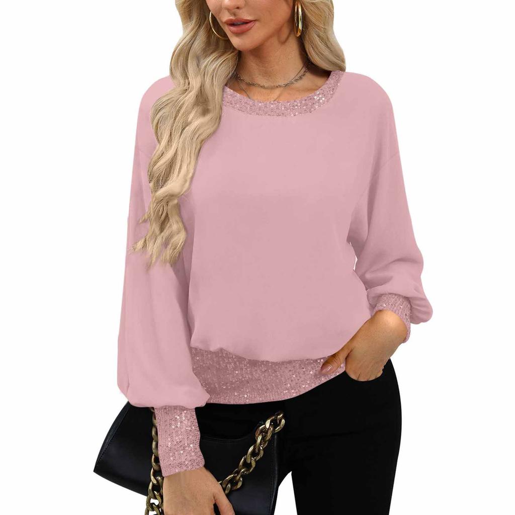 Women's Velvet Pullover Sweatshirt Casual Loose,Fit Color Long,Sleeve Top