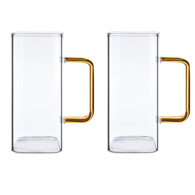 375ml/430ml Beverage Cup Transparent Cocktail Glass Drinkware Tea Cup with Handle Breakfast Milk Juice Cups Home Water Bottle