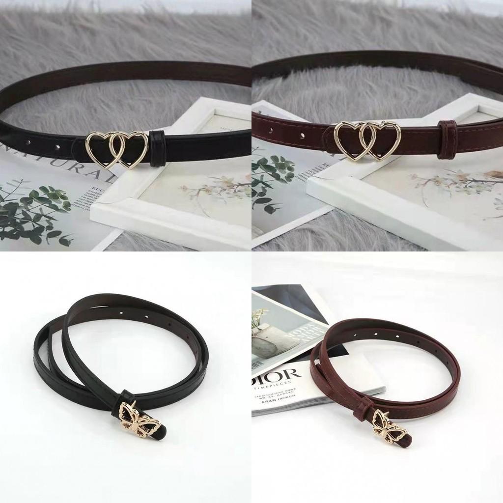 Pu Heart Trendy And Butterfly Buckle Womens Belt Fashionable Accessory For School And Work