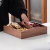 OLOEY Black Walnut Partitioned Fruit Box with Handle