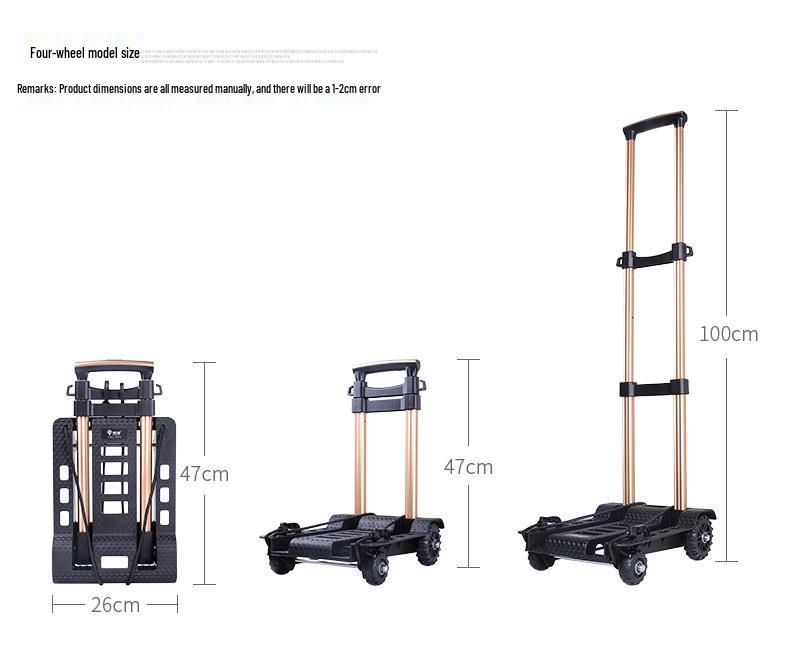 Foldable Aluminum Trolley with Universal Wheels – Portable Shopping Handcart for Outdoor Use
