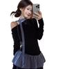 Korean Style Faux Two-Piece Long-Sleeve Women's Top, Early Spring 2026, Elegant and Unique Base Layer for Petites