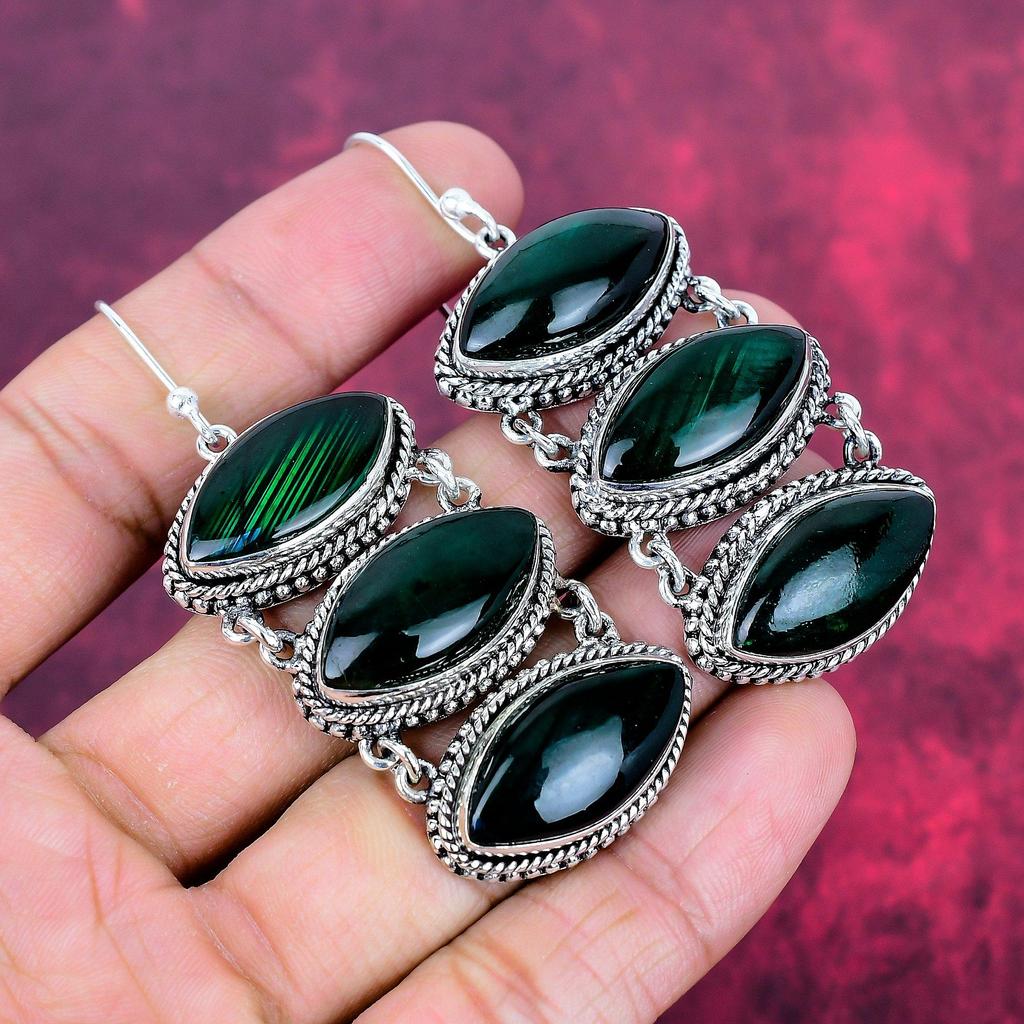 Green Flash Labradorite 925 Solid Sterling Silver Earrings, Handmade Gemstone Earrings Jewelry, Gifts For Wife Brand New Earrings