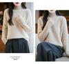 Women's 100% Pure Wool High Neck Cable Knit Sweater, Thickened Loose Fit, Autumn/Winter 2026 Style.