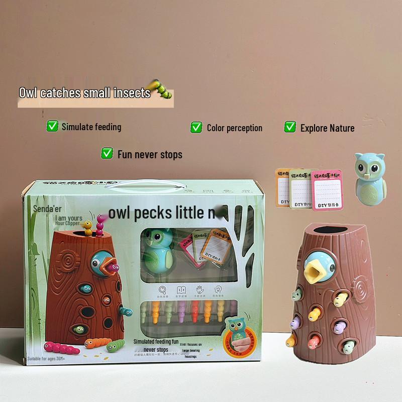 Children s Educational Magnetic Fishing Game with Woodpecker and Bugs for Parent-Child Interaction, Ages 0-3