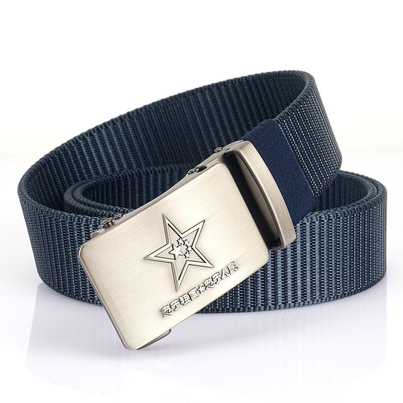 Nový pánský pásek na dojíždění s automatickou přezkou Nylonový pás, univerzální dvouvrstvý silný pás pro venkovní volný čas