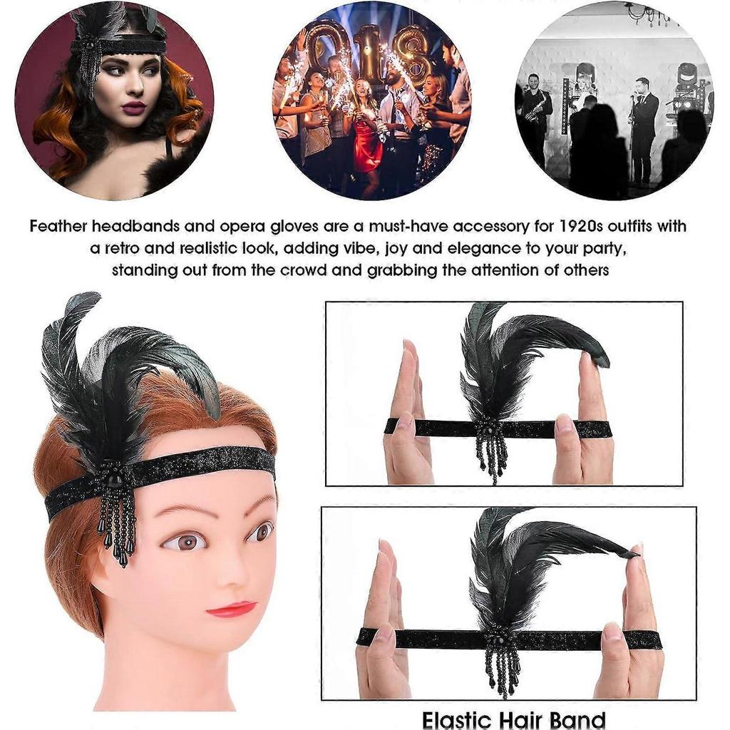 (Black Beads) 1920s 1920s Women Girls Theme Hair Accessories Bridal Wedding Party Gathering Headbands