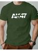 Unisex Bold Gun Letter Graphic Crew Neck Cotton Tee Military Fan Retro Streetwear Soft Loose Daily Summer Simple Fashion Basic Top