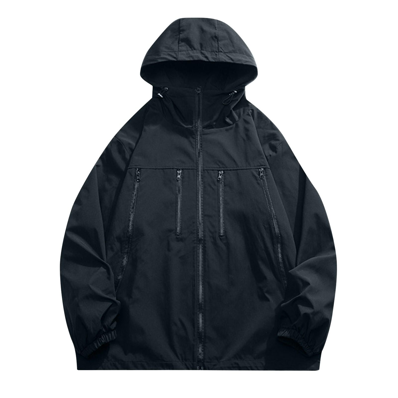 

Мужская повседневная спортивная куртка Водонепроницаемая Легкая с капюшоном Для пеших прогулок Гольфа Дождевики С карманами XXXL