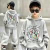 Latest Children's Retro Fun Spider-print Pullover Hoodie. Boys' and Girls' Loose and Comfortable Turtleneck Sweaters.