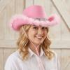 Furry Trim Jazz Hat Solid Color Sequin Cowgirl Hat Fashion Top Hat  Stage Performance