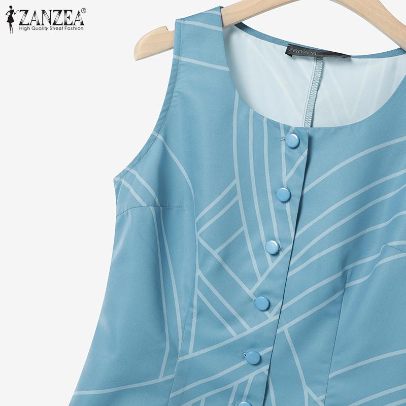 ZANZEA Women Print Tank Tops and Long Skirts Summer Two Piece Suit Sets