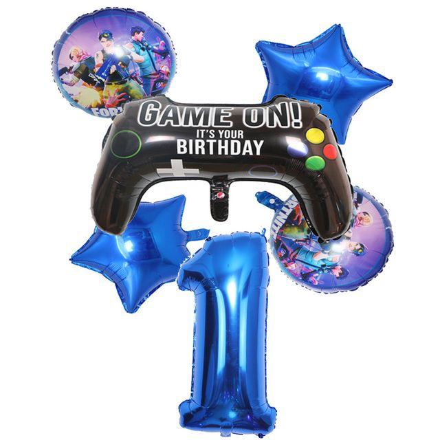 6-Piece Set of Fortnite “Win the Chicken Dinner” Themed Party Decorations: Aluminum Foil Balloons and Birthday Party Decorations