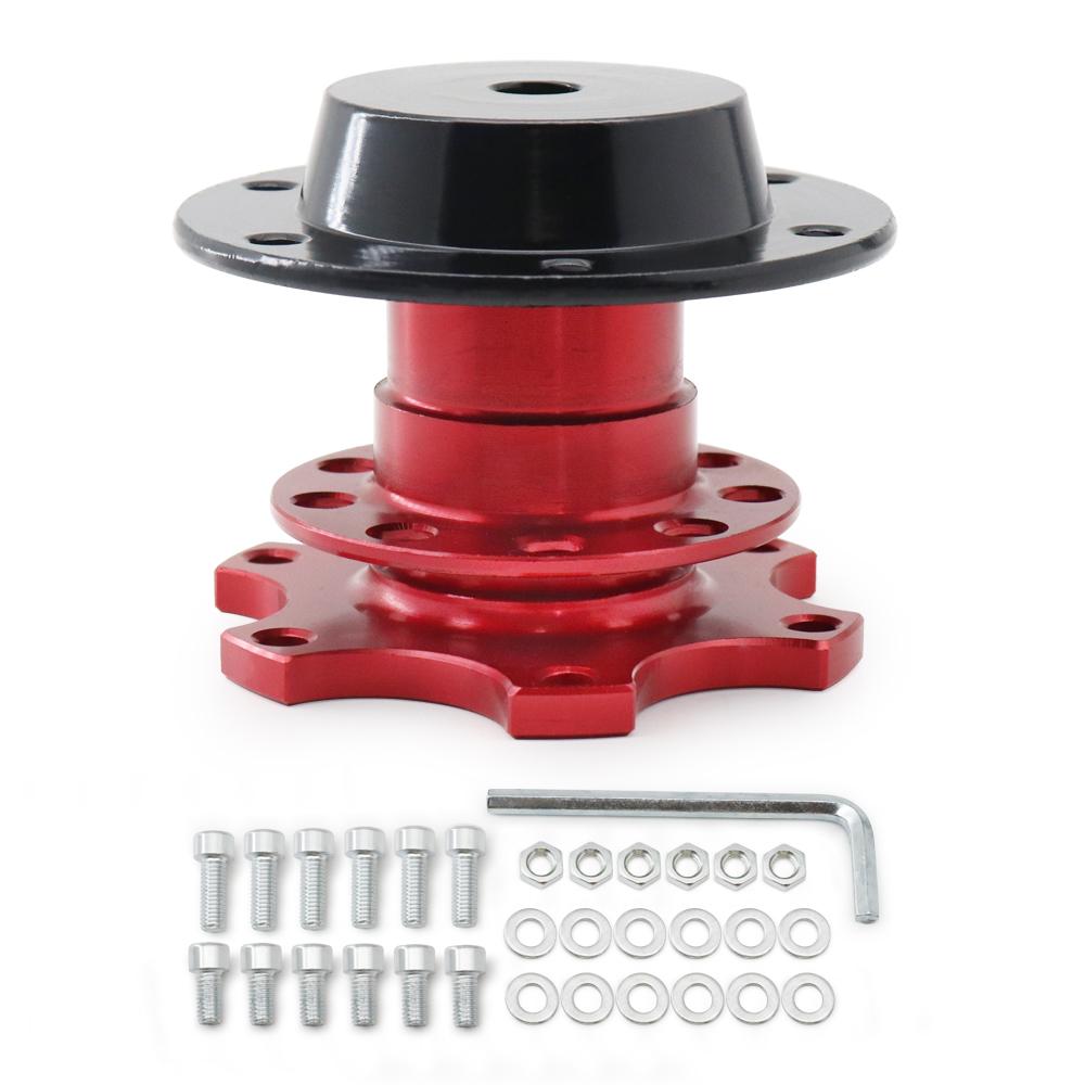 Universal Aluminum Steering Wheel Quick Release Hub Adapter For 6 Hole Steering Wheel Removable Snap Off Boss Kit