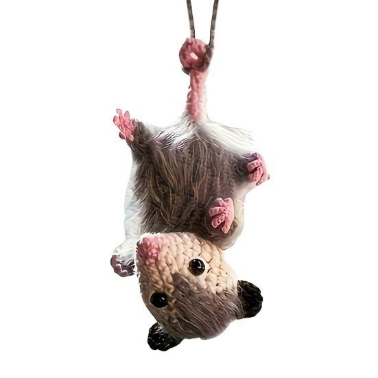 2D Flat Acrylic Opossum Car Rear Mirror Charm Cute Animal Christmas Tree Hanging Ornament