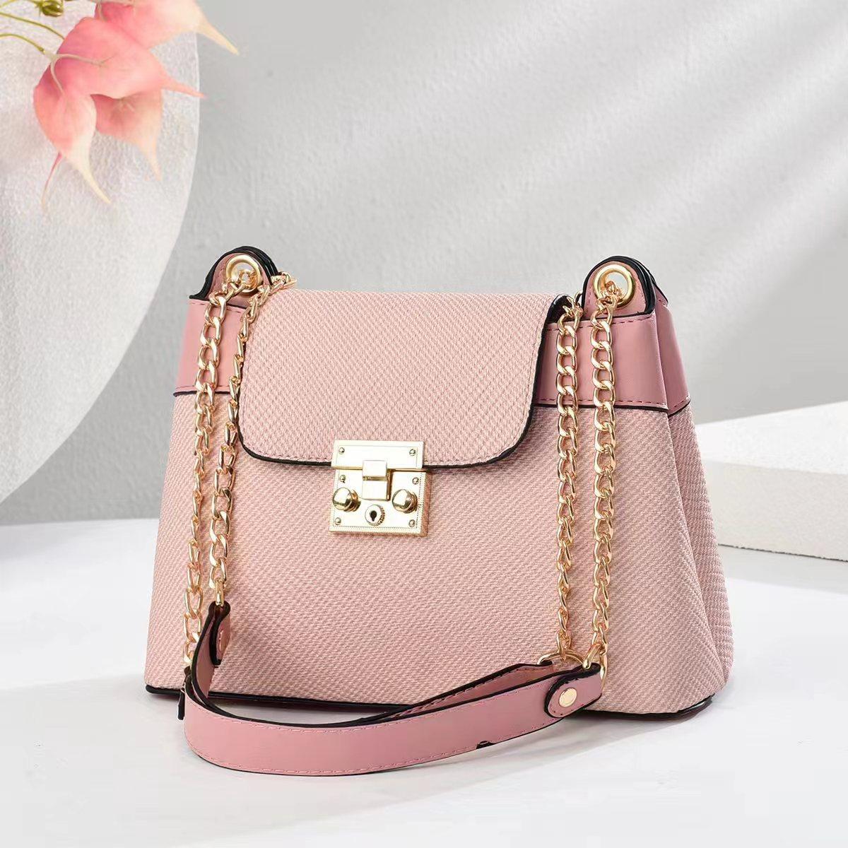 

Latest High Look Horizontal Embossed Style Handbag Macaron Shoulder Bag Large Size Capacity Chain Women Bag Tide Durable Material .