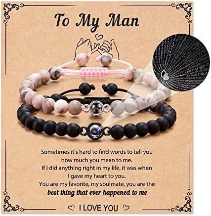 Парный браслет с проекционным камнем Я люблю тебя Черный матовый бирюзовый плетеный браслет Парный браслет с проекционным камнем