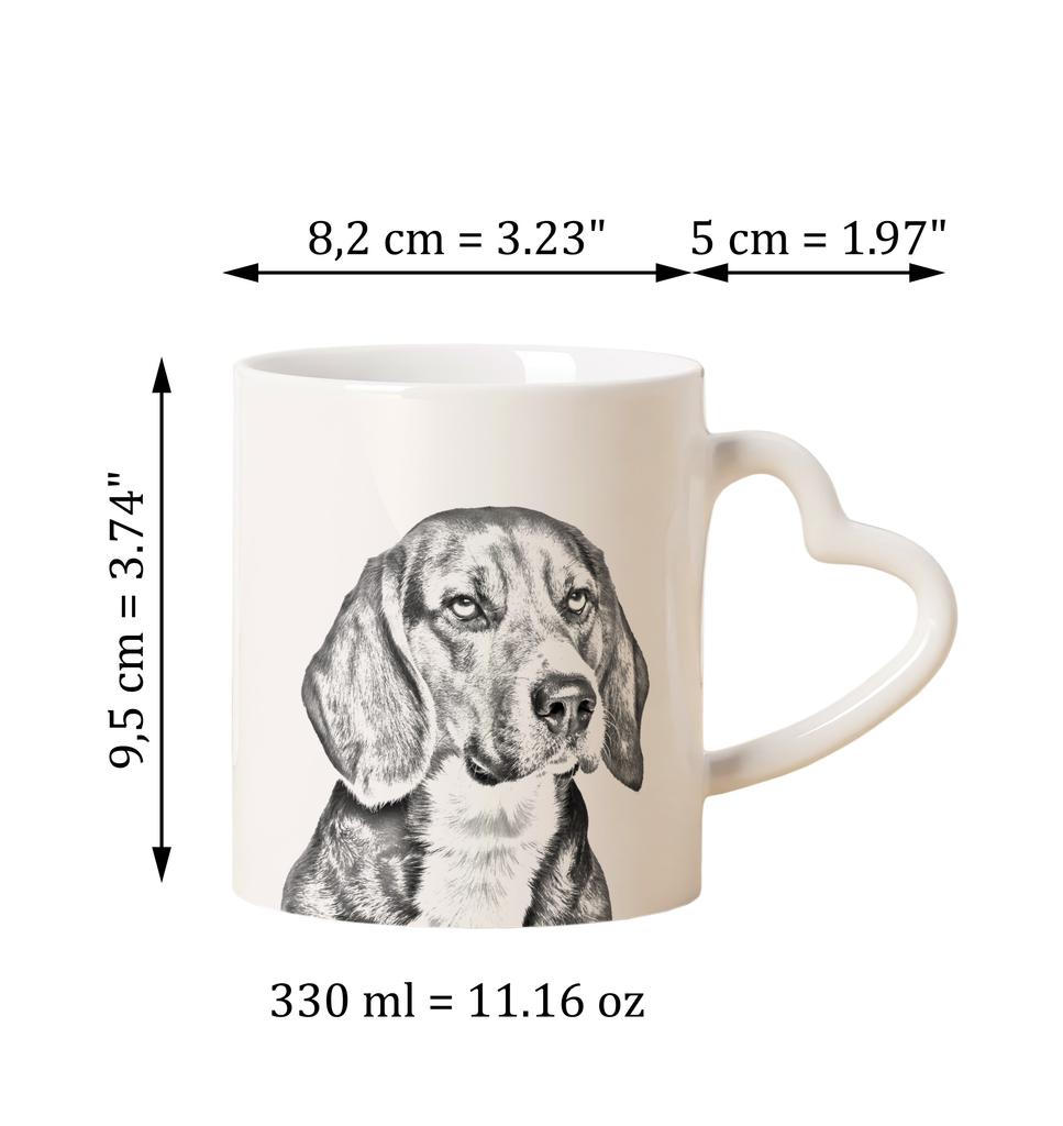 Beagle - Cup with a Dog, Adorable Cup with a Heart-shaped Handle, Universal Gift from the Art-Dog Brand