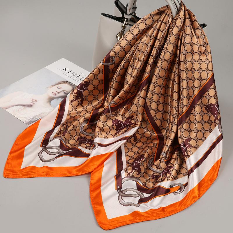 90 Square Scarves, Silk Scarves, Women's New Spring and Summer High-end Sense Versatile, Thin Scarves, Shawls Outside