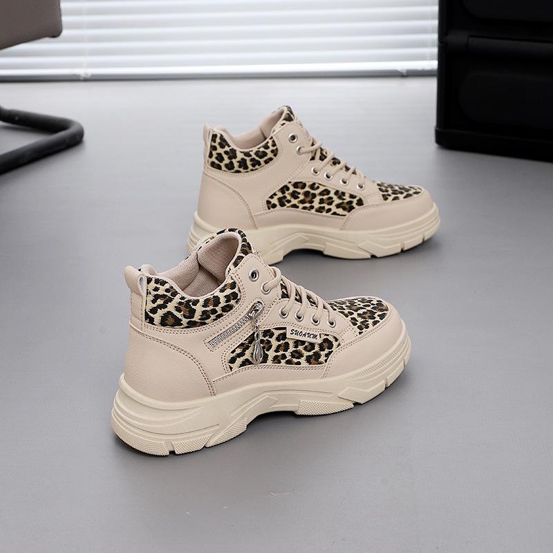 Spring and Autumn Trend Leopard Print Platform Casual Skateboard Shoes Women 2025 New Fashion Versatile Outdoor Trend Shoes Women Z010