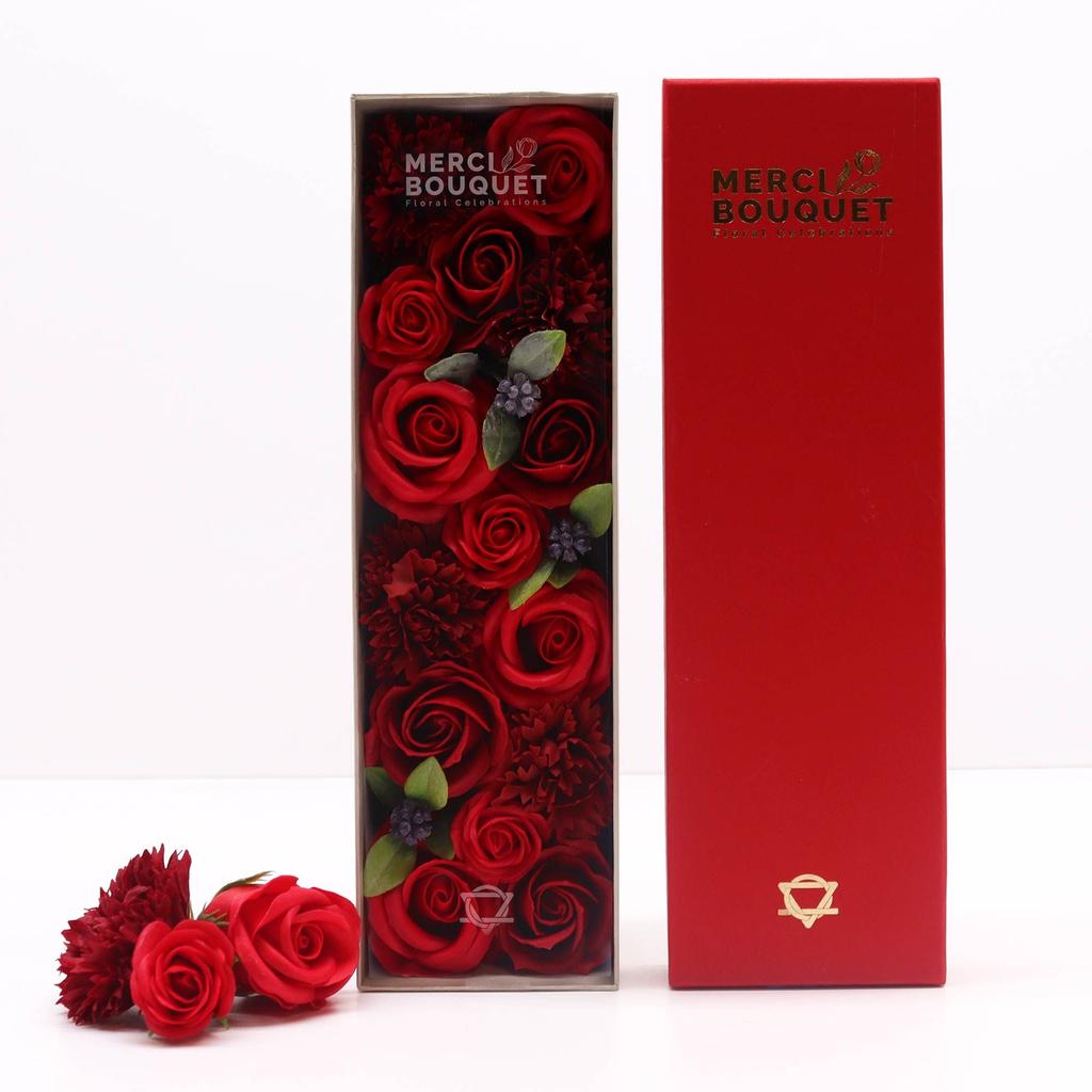 Soap Flowers Long Box, Red Roses