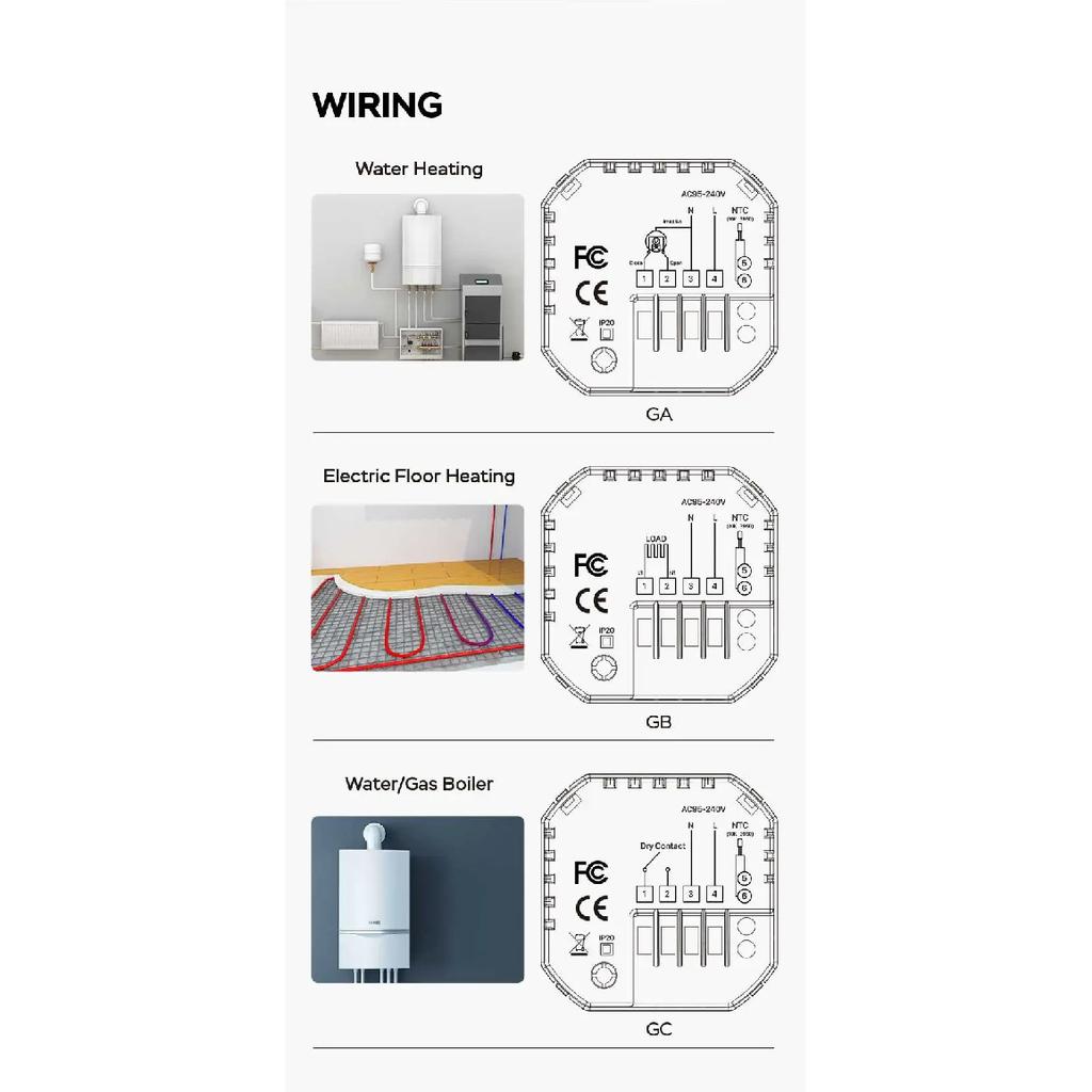 Tuya WiFi Smart Knob Thermostat Underfloor heating, water-gas boiler, household room, programmable thermostat Works with tuya