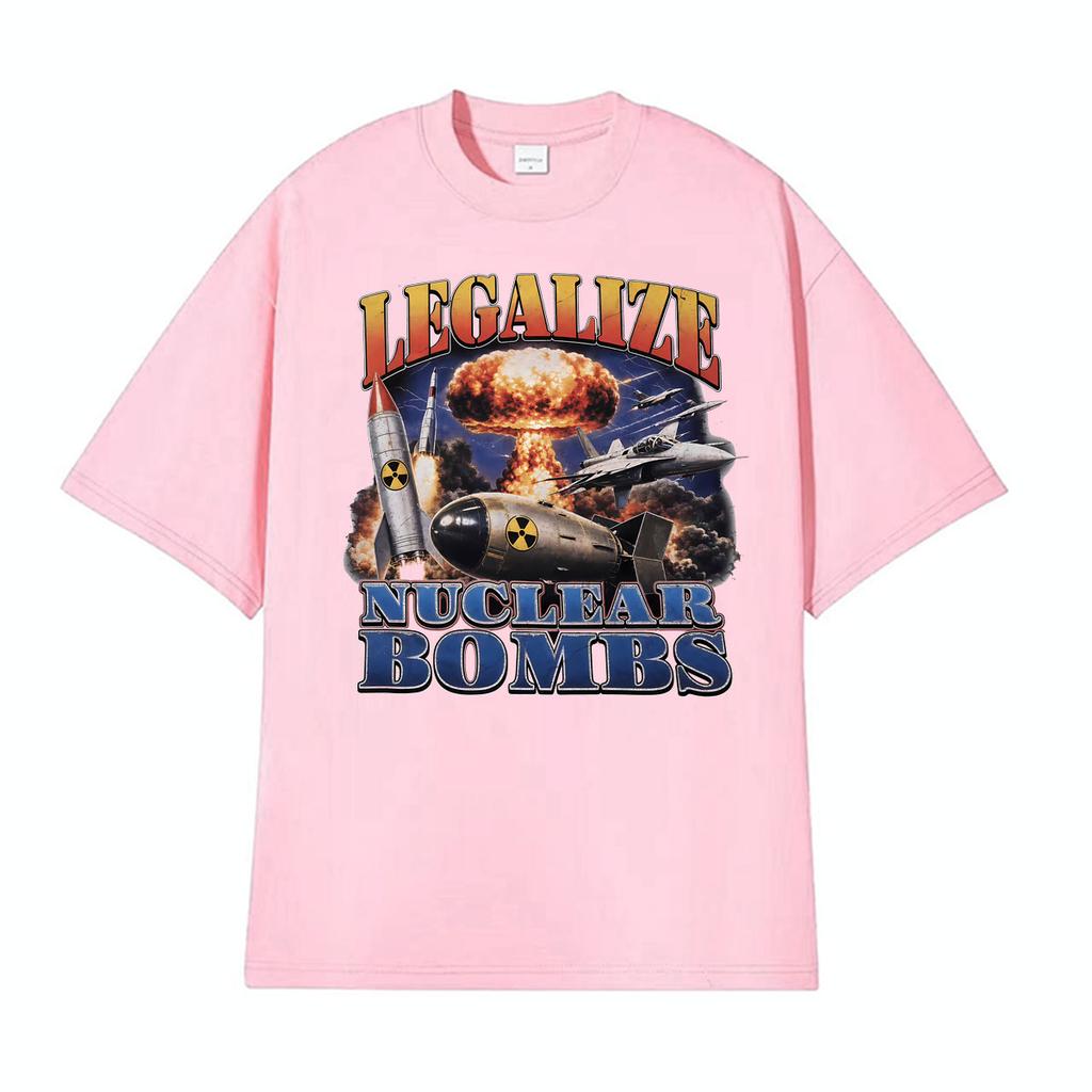 Bombs Funny Vintage Graphic T-shirts Men's Clothing Fashion T-shirt Oversized Cotton Short Sleeve T Shirts