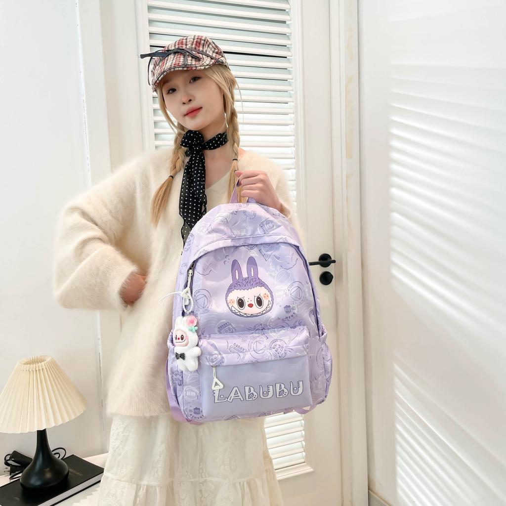 Schultasche Cartoon Labubu Neuer Trendiger Rucksack Große Kapazität Exquisiter Druck Schüler Ultraleichte Schultasche