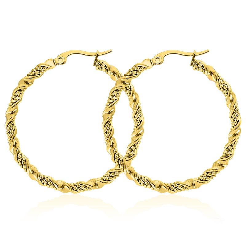 Stainless Steel Double Color Earrings For Women Female Twist Titanium Steel Hoop Earring Exaggerate Trendy Jewelry Accessories