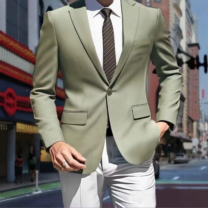 Men Slim Fit Single Breasted Solid Color Long Sleeve Casual Blazer
