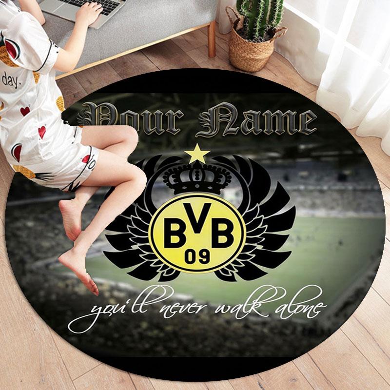 Borussia Custom Name Round Area Rug,Carpet Rug for Living Room Bedroom Sofa Playroom Decor,Non-slip Floor Mat