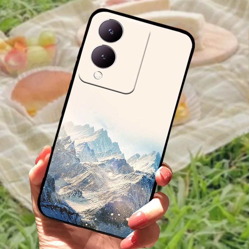 Für Vivo Y17s Hülle Mode Cartoon Schwarz Silikon Weiche Rückseite Hülle Für Vivo Y17s Handyhülle Cover 6,56" Y 17 s Funda Coque