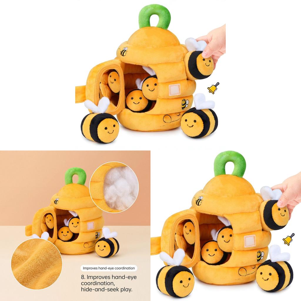 Plush Toy Bee House Sensory Fine Motor Skills Interactive Doll For Kids And Parent Play