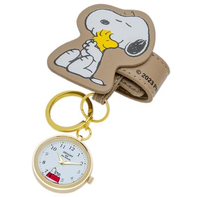Reloj de bolsillo Snoopy analógico marrón con llavero [Fieldwork] PNT039-4 para mujer