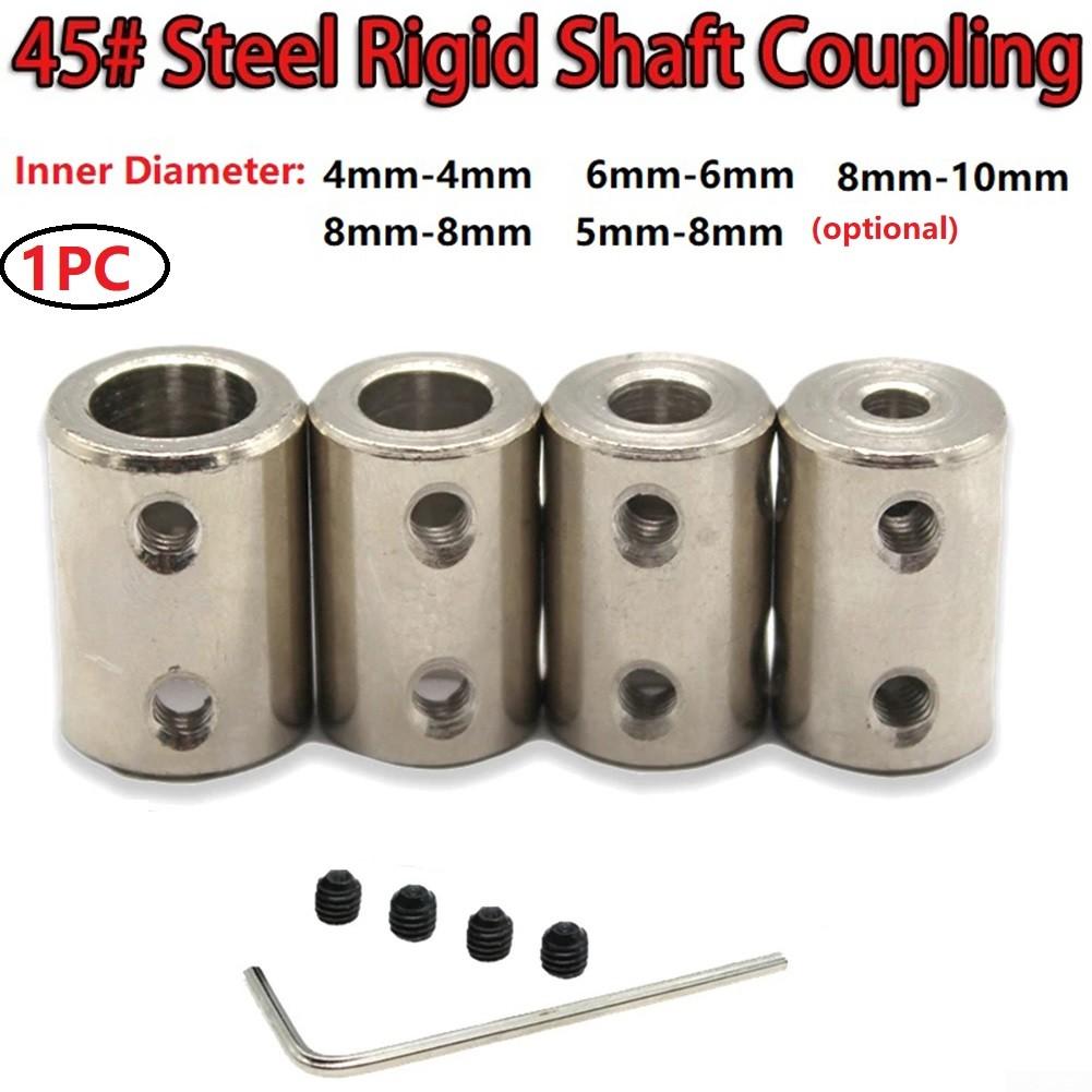 45 Steel Motor Coupling Connector Sleeve 8mm 10mm with 4mm Screw Hole Diameter