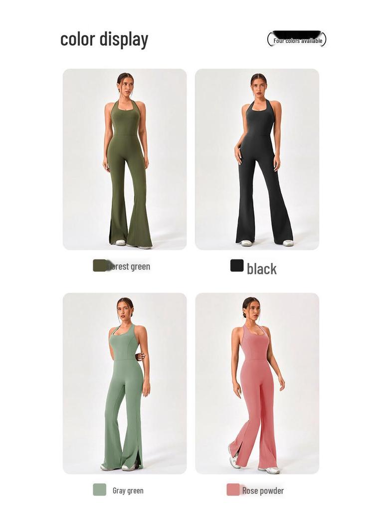 Women's Open Back Yoga Jumpsuit: Butt-Lifting Micro Flare Pants with Bare Feel Fit