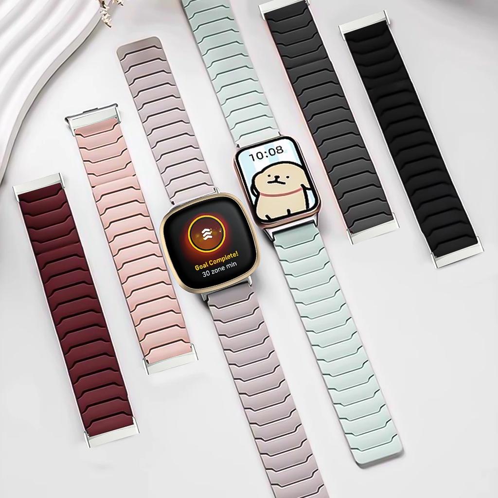 Magnetic loop strap for Fitbit watch versa 4/3 two color silicone band for versa 2/1 sport Bracelet replacement Wristband
