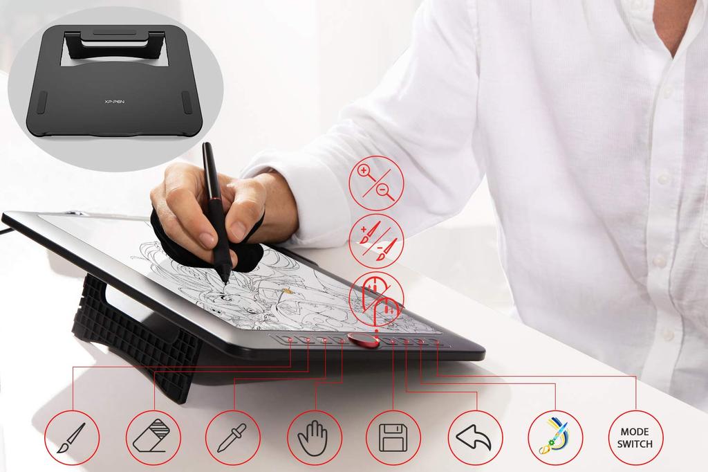 XPPen Artist 13.3 Pro LCD Tablet, 13.3-inch, Fully Laminated IPS Display, Stand Included, 8 Express Keys, Ideal for Illustration and Working from Home