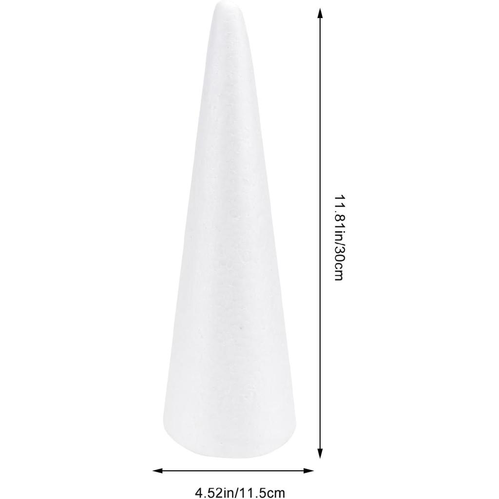 Amosfun Foam Cone Foam Tree Cones Craft Supplies for DIY Christmas Wedding Birthday Home Table Centerpiece Decoration 13.6 Inch