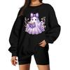 Women's Comfortable Sweatshirt Casual Loose Fit Round Neck Long Sleeve Pullover, Color with Halloween Small Print