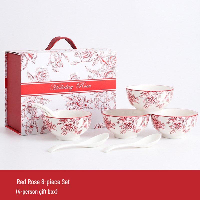 Linpan Underglaze Rose Ceramic Dinnerware Set