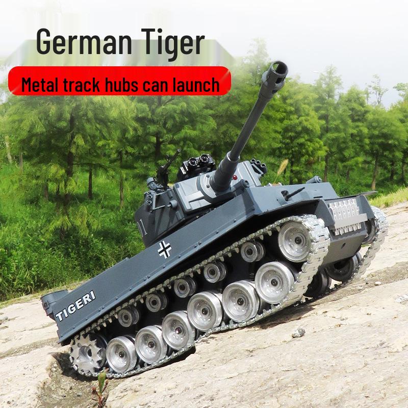 Brothers 812 German Tiger Remote Control Alloy Tank - Metal Tracked & Water Bomb Launching Toy for Boys