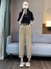 2024 High Waist Black Harem Carrot Pants for Women - Slimming, Lightweight, Nine-Point Style