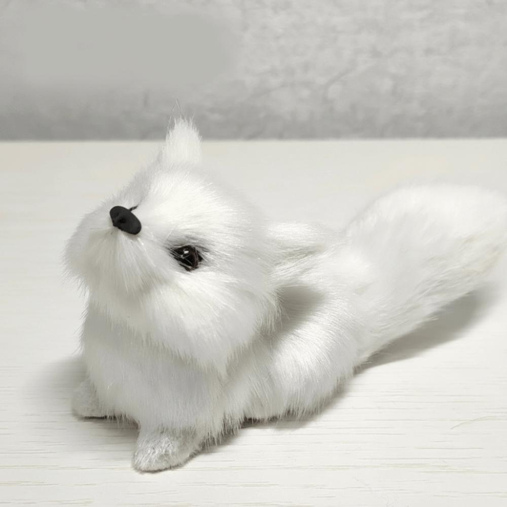 Mini Plush Fox Doll Toy Artificial Animal Squatting Sitting Fox Model  Home Decor